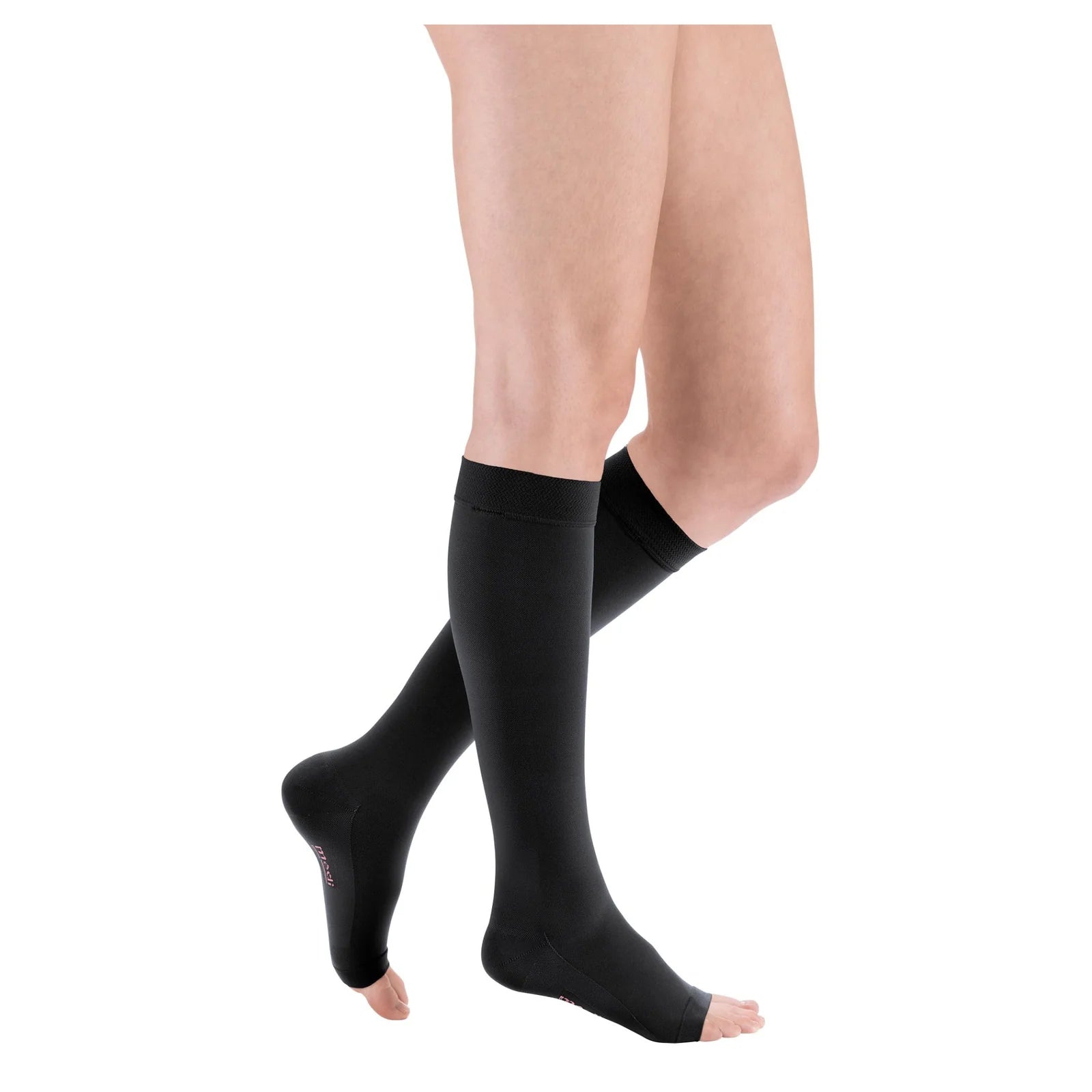 Maxis Micro Knee High Medical Compression Stocking + Silicone Topband Black