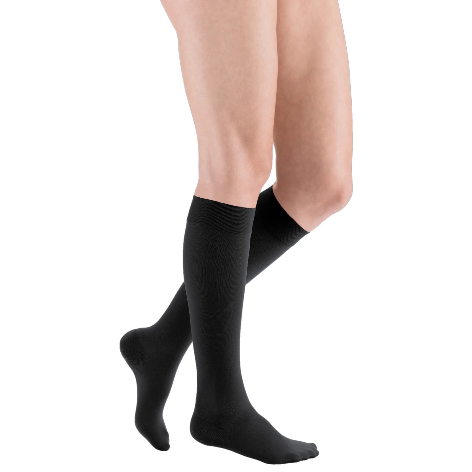 Maxis Micro Knee High Medical Compression Stocking + Silicone Topband Black
