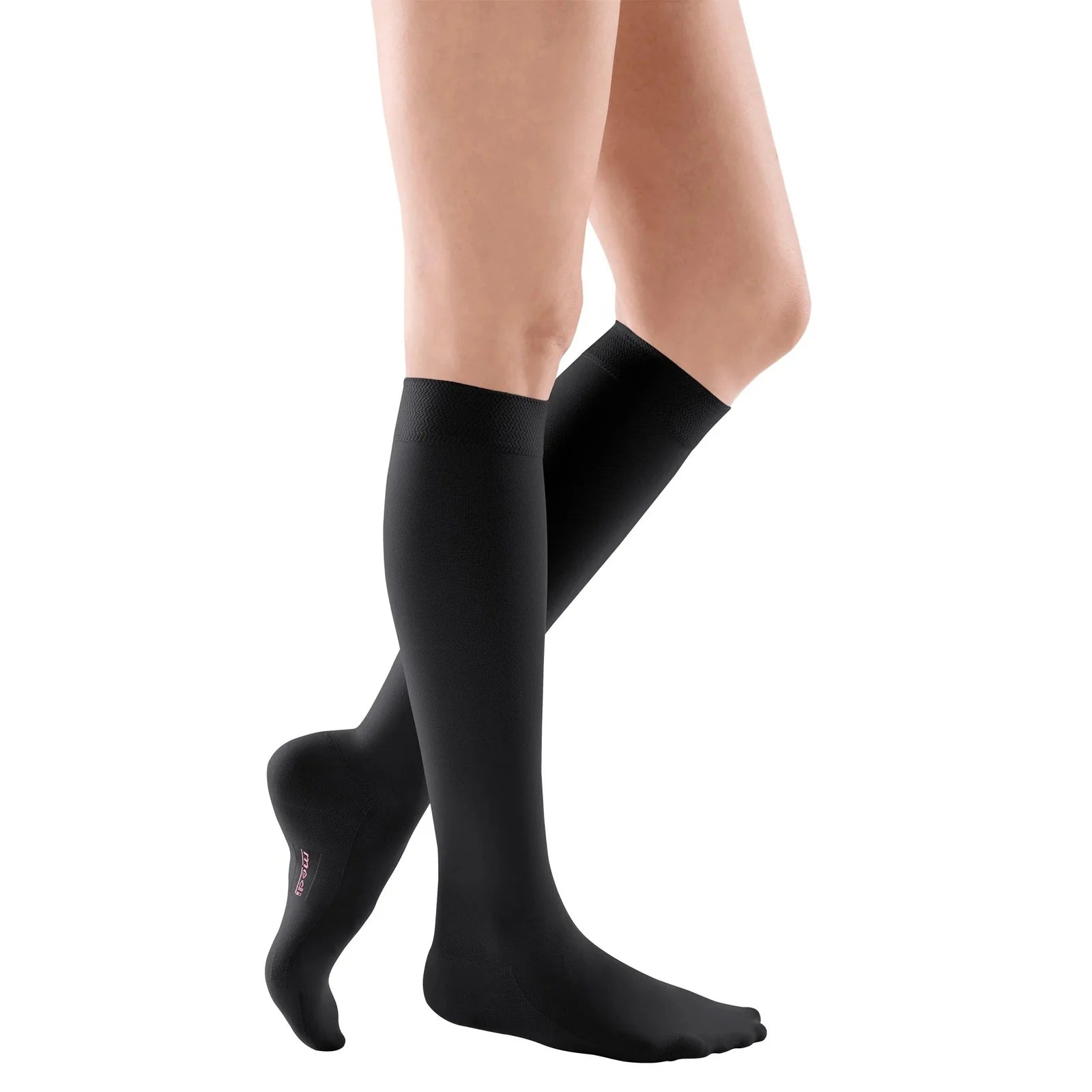 Maxis Micro Knee High Medical Compression Stocking + Silicone Topband Black
